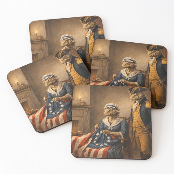 Item preview, Betsy Ross Sewing the Flag Parody – Lizard People American History Art – Funny Founding Fathers Illustration designed and sold by DiamondSkyShirt.