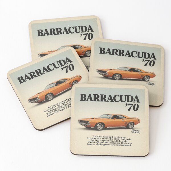 Item preview, 1970 Plymouth Barracuda Vintage Ad Style Muscle Car Art designed and sold by TheArtOfCar.