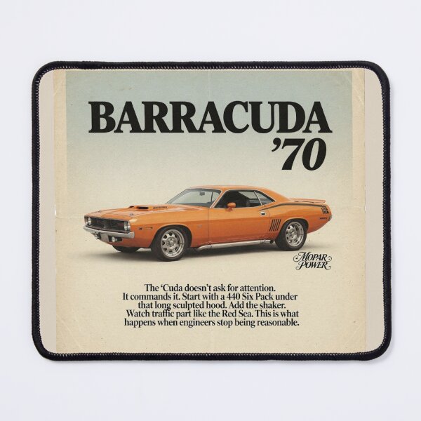 Item preview, 1970 Plymouth Barracuda Vintage Ad Style Muscle Car Art designed and sold by TheArtOfCar.