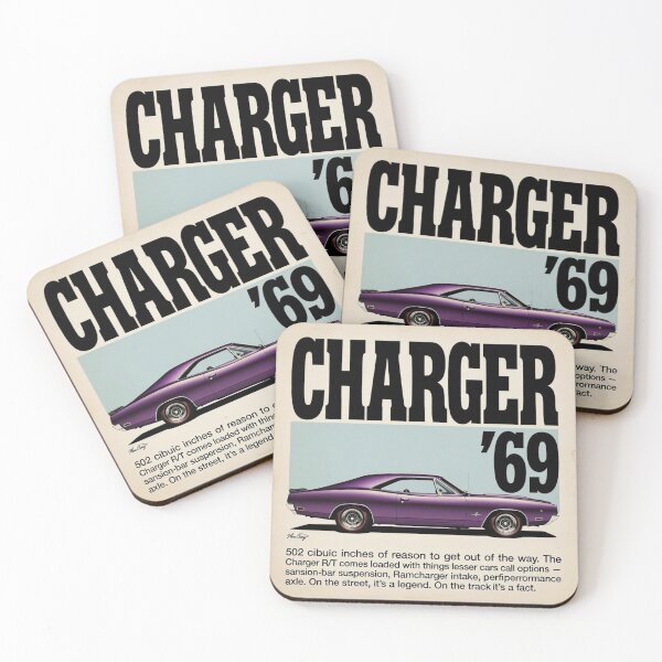 Item preview, 1969 Charger Purple Vintage Ad Style Muscle Car Art designed and sold by TheArtOfCar.