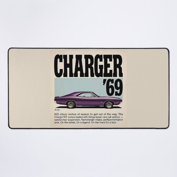 Item preview, 1969 Charger Purple Vintage Ad Style Muscle Car Art designed and sold by TheArtOfCar.