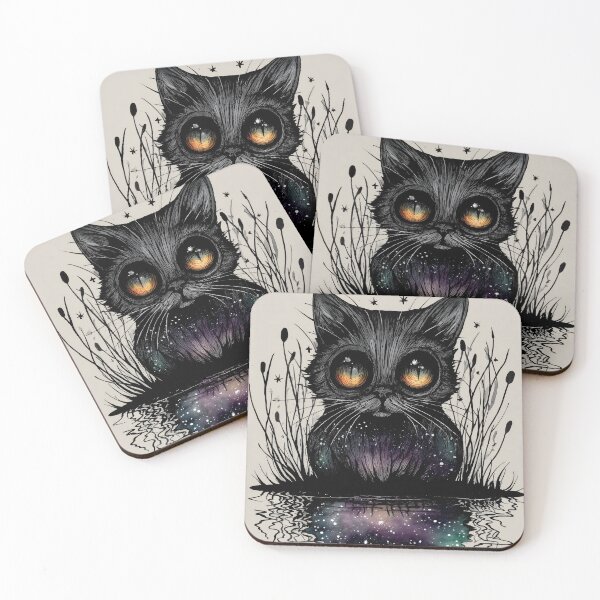 Item preview, Night Familiar  Black Cat Galaxy Illustration designed and sold by DonaldWaltersxx.