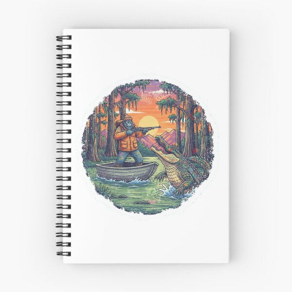Item preview, Gator Hunter Swamp Action Adventure Retro Wilderness Art designed and sold by SasquatchTrail.