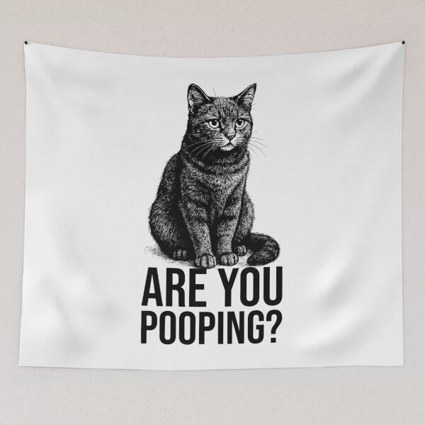 Item preview, Funny Cat “Are You Pooping?” Meme – Cute & Awkward Pet Humor Design designed and sold by xndrlab.