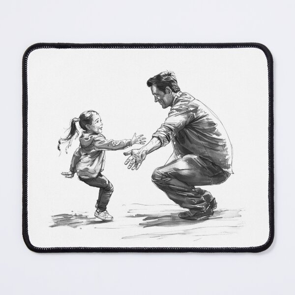 Item preview, Heartwarming Parent and Child Reunion Sketch Black and White Family Love Illustration designed and sold by inkoutninja.