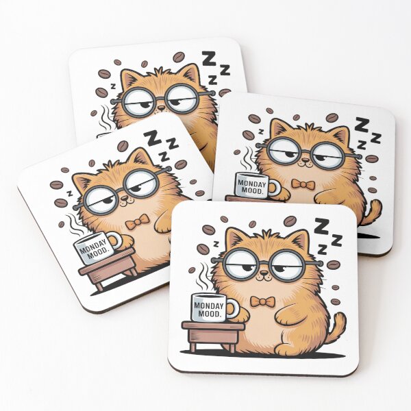 Item preview, Monday Mood Coffee Cat with Glasses designed and sold by Common-Standard.