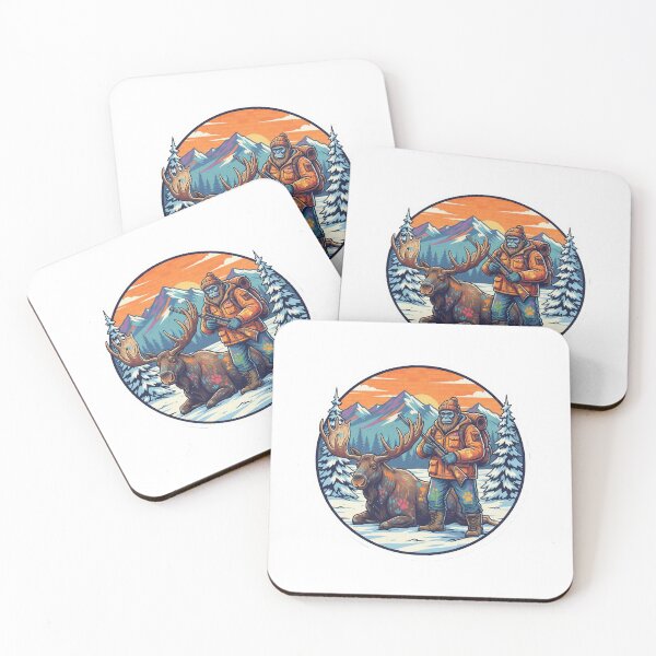 Item preview, Moose Hunter Winter Wilderness Survival Adventure Art designed and sold by SasquatchTrail.