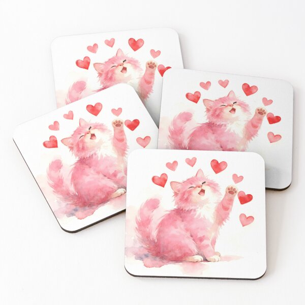 Item preview, Pink Valentine Kitten designed and sold by Shelley Loewnau-Jones Studio.