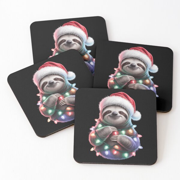 Item preview, Sloth Christmas Lights Santa Hat Merry Xmas designed and sold by PunkNation-Arts.