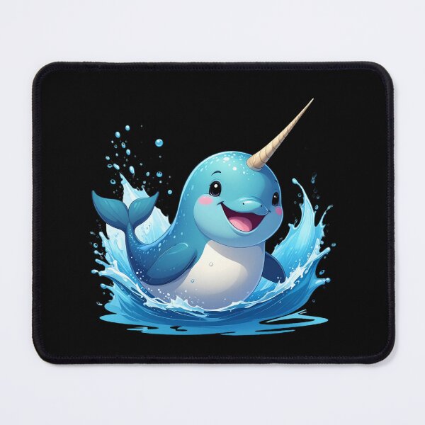 Item preview, Cute Narwhal Splashing in Ocean – Kawaii Happy Narwhal designed and sold by TripleMoonCrafts.
