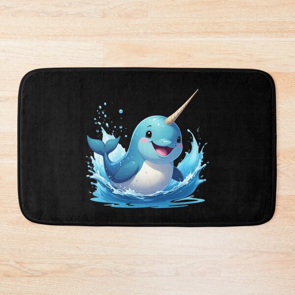 Item preview, Cute Narwhal Splashing in Ocean – Kawaii Happy Narwhal designed and sold by TripleMoonCrafts.