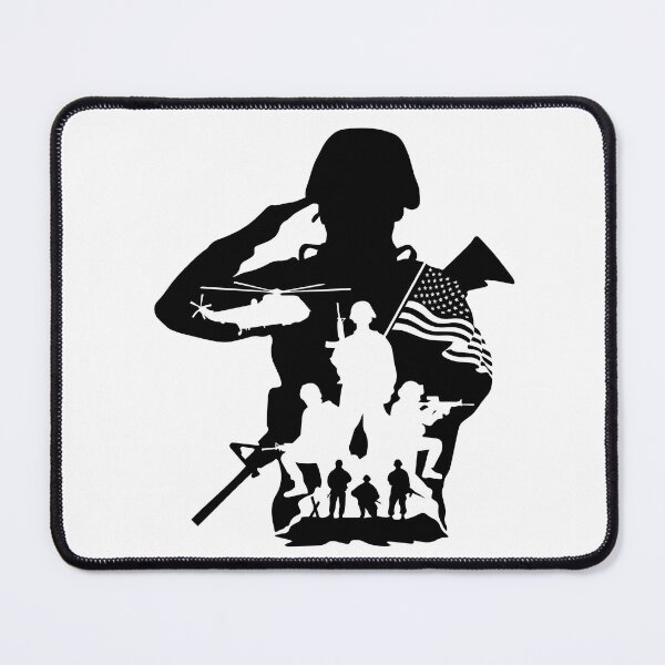 Item preview, Saluting Soldier Silhouette — US Military Veteran American Flag Art designed and sold by eneskonuk.