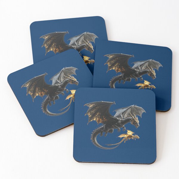 Item preview, Black and Gold Dragon – Epic Fantasy Dragon Art designed and sold by TripleMoonCrafts.