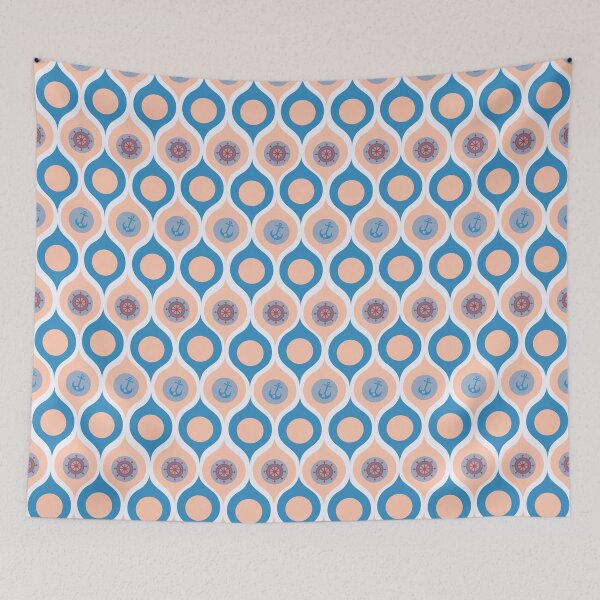 Item preview, Modern Geometric Pattern with Anchors & Wheels NO30 Maritime Drops designed and sold by HueyDesign.