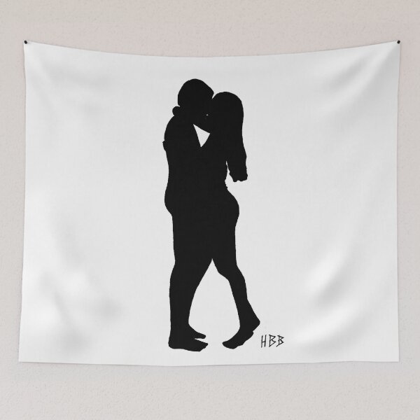 Item preview, Silhouette of Couple Kissing, Two People in Love, Black Shape and Outline designed and sold by HBBArtShop.