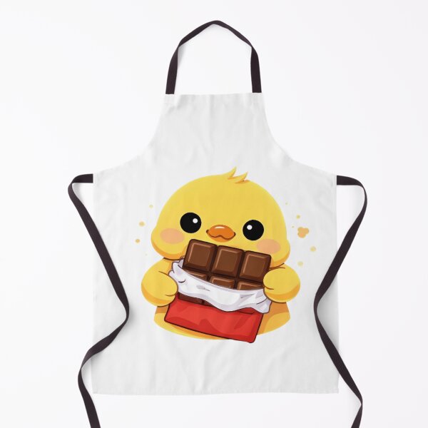 Item preview, Kawaii Yellow Chick Eating Chocolate Bar - Cute Chibi Bird Dessert designed and sold by Trendora90.