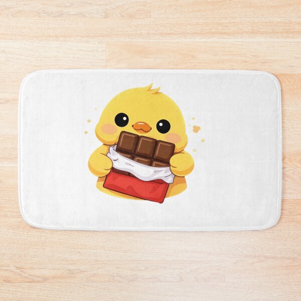 Item preview, Kawaii Yellow Chick Eating Chocolate Bar - Cute Chibi Bird Dessert designed and sold by Trendora90.