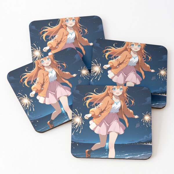 Item preview, Pecorine Princess Connect Beach Fireworks Night Sparkle Kawaii Festive Anime Girl Waifu designed and sold by Tokyonomad.