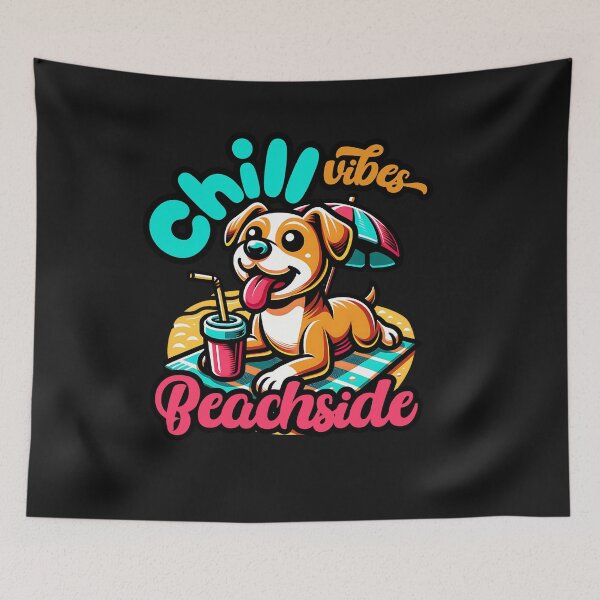 Item preview, Dog Lounging Coastal Scene with Refreshment designed and sold by Tsugraf Designs.