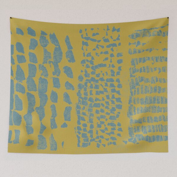 Item preview, Three Grains Textured Monoprint - Saffron + Peacock designed and sold by Irene Estelle.