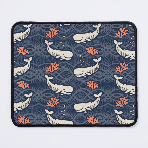 Item preview, Smiling Whale Blockprint Modern Nautical Pattern  designed and sold by Studio Pico.