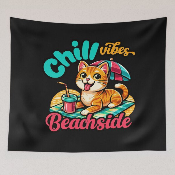 Item preview, Cute Orange Tabby Cat Relaxing Beach Summer designed and sold by Tsugraf Designs.
