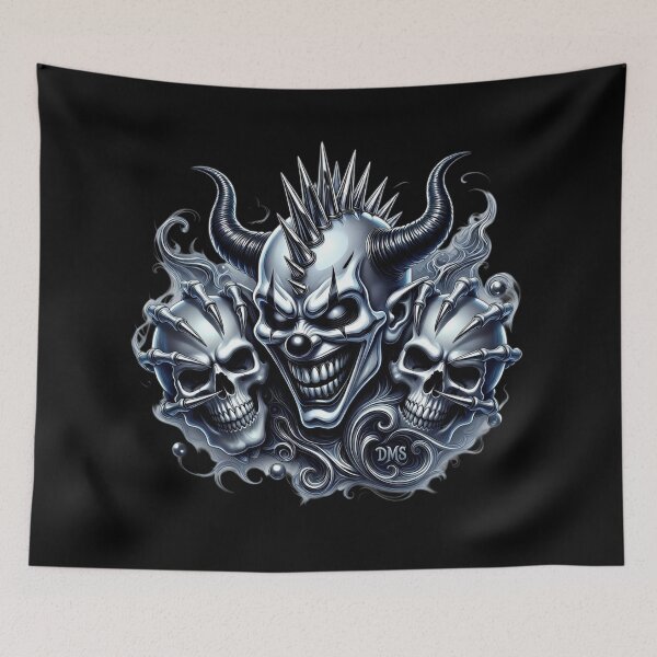 Item preview, Demonic Skull Clown Horned Dark Gothic Metal Art designed and sold by DeimosArtIntl.