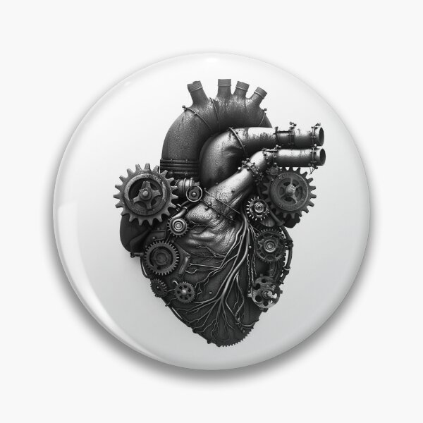 Item preview, Steampunk Anatomical Heart Black and White Mechanical Gothic Illustration designed and sold by inkoutninja.