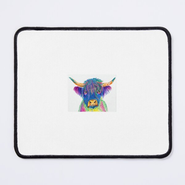 Item preview, Rainbow highland cow hand drawn designed and sold by Pigment & Pencil: Portaits by Lisa.