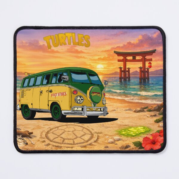 Item preview, Turtle Van Card Game Playmat | Retro Pizza Beach Design | Tabletop Gaming Mat designed and sold by sososweett.