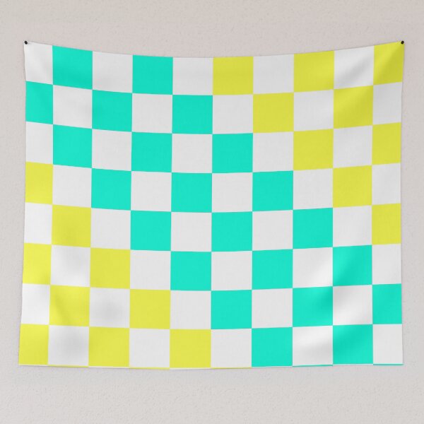 Item preview, Cheerful Aqua & Yellow Checkerboard Pattern designed and sold by Lainey1978.