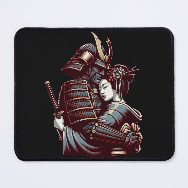 Item preview, Samurai Geisha Embrace Japanese Warrior Love Art designed and sold by Tsugraf Designs.
