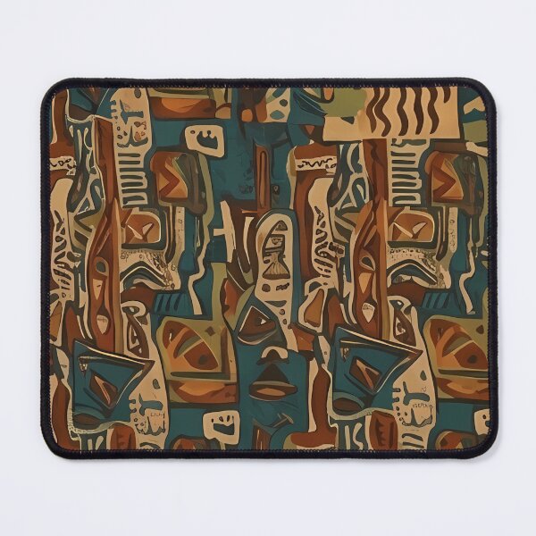 Item preview, Vintage Tribal Mask Abstract Geometric Retro Pattern designed and sold by zenjiinspired.