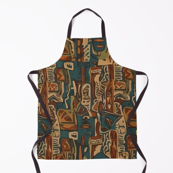 Item preview, Vintage Tribal Mask Abstract Geometric Retro Pattern designed and sold by zenjiinspired.
