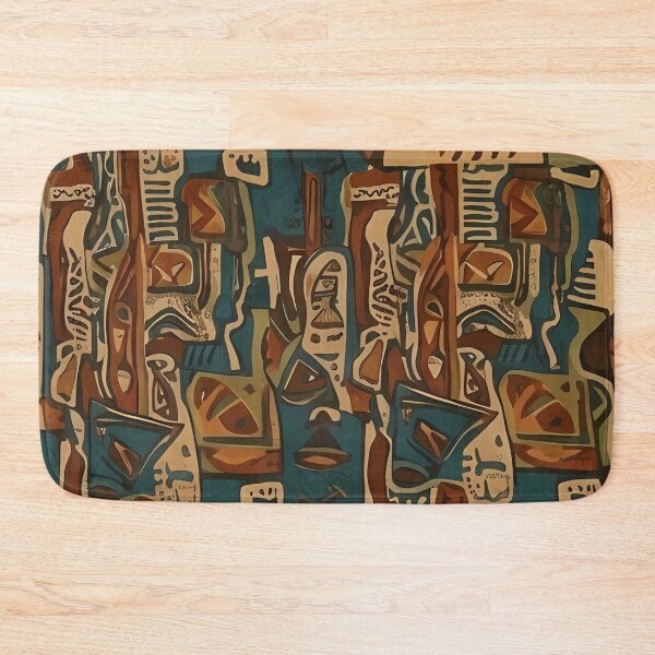 Item preview, Vintage Tribal Mask Abstract Geometric Retro Pattern designed and sold by zenjiinspired.