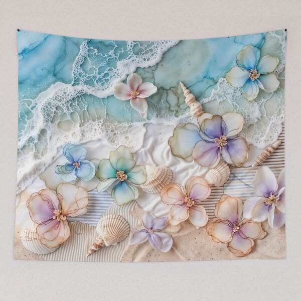 Item preview, Abstract, Floral, Coastal, Summer, Pink, Blue, Lavender, Flower, Collage designed and sold by SolaoLab.