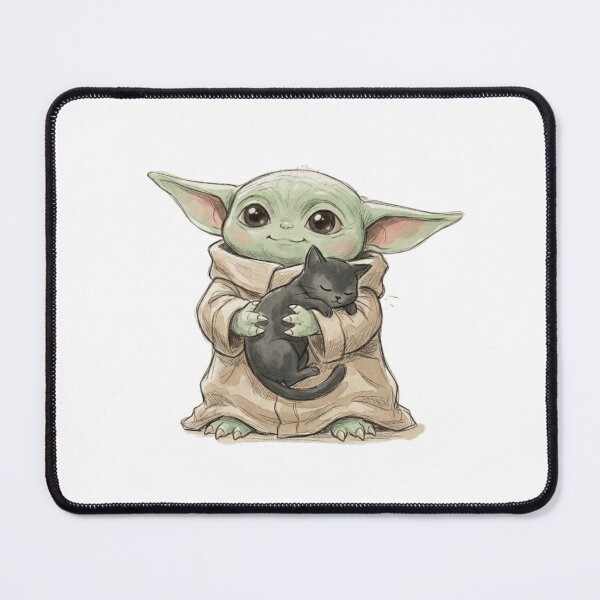 Item preview, BABY YODA WITH SLEEPING CAT COZY GROGU CUTE AESTHETIC designed and sold by LIS AND MELIVERSO.