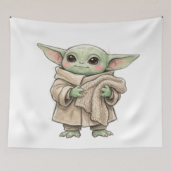 Item preview, BABY YODA WITH KNITTED BLANKET COZY GROGU AESTHETIC designed and sold by LIS AND MELIVERSO.