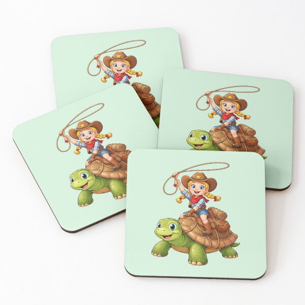 Item preview, Cute Cowgirl Riding Turtle Cartoon designed and sold by EllaWillmoth.