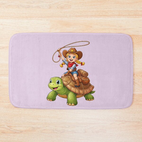 Item preview, Cute Cowgirl Riding Turtle Cartoon designed and sold by EllaWillmoth.