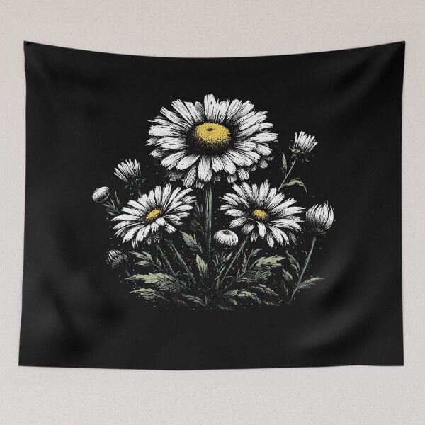 Item preview, Dark Floral Daisy Illustration – Vintage Botanical Style designed and sold by ArthousePromos.