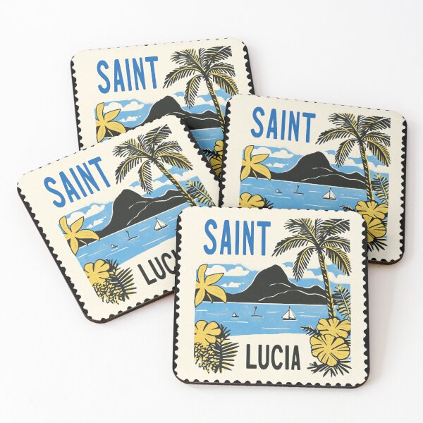Item preview, Vintage Saint Lucia Postage Stamp Art - The Pitons & Tropical Bay designed and sold by tiigerdad.