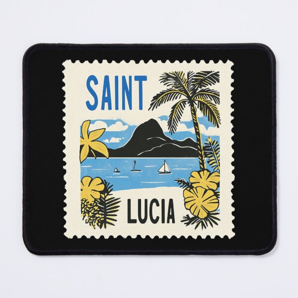 Item preview, Vintage Saint Lucia Postage Stamp Art - The Pitons & Tropical Bay designed and sold by tiigerdad.