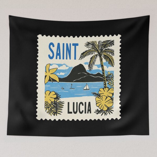 Item preview, Vintage Saint Lucia Postage Stamp Art - The Pitons & Tropical Bay designed and sold by tiigerdad.