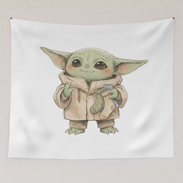Item preview, BABY YODA WITH KNITTED SOCKS COZY GROGU WINTER AESTHETIC designed and sold by LIS AND MELIVERSO.