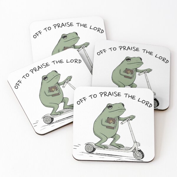 Item preview, Funny Frog on Scooter - Off To Praise The Lord Christian Design designed and sold by haitrieuic96.