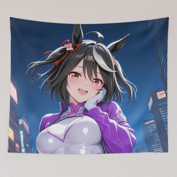 Item preview, Kitasan Black Uma Musume Neon City Night Smile designed and sold by PMartistStudio.