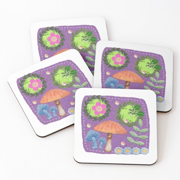 Item preview, Purple Mushroom Patch - textile effect designed and sold by LottiesLuck.