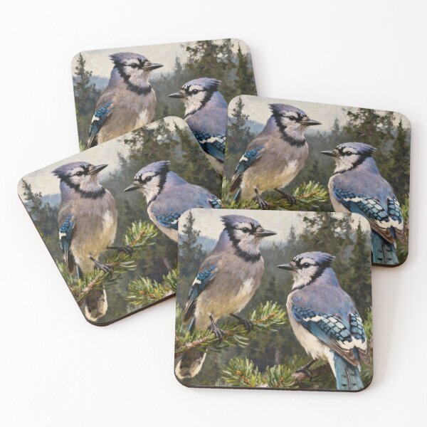 Item preview, Blue Jay Art Print, Rustic Pine Forest designed and sold by MarenandCo.