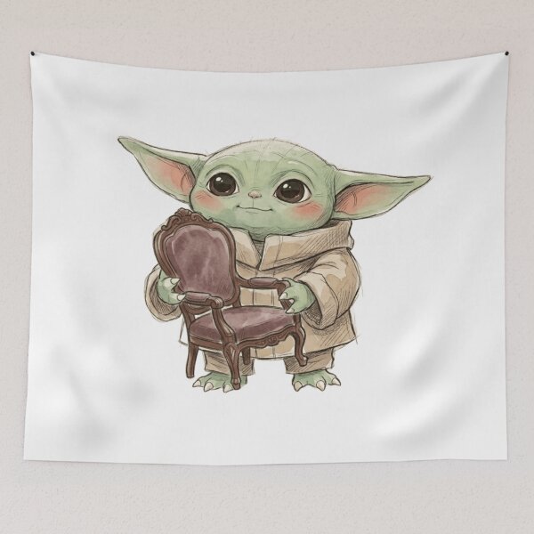 Item preview, BABY YODA ON ANTIQUE ARMCHAIR VINTAGE COZY GROGU designed and sold by LIS AND MELIVERSO.